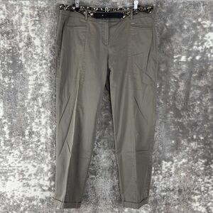 Gerry Weber Size 8 Casual Flat Front Belt Pants Gray Straight Leg Button Zip